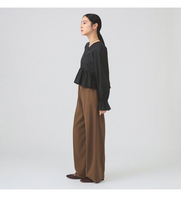 Ray BEAMS 「ギャザー ペプラム Vネック ブラウス　　26SS 日除け 裾フレア 冷房対策  春夏」|シャツ・ブラウス|