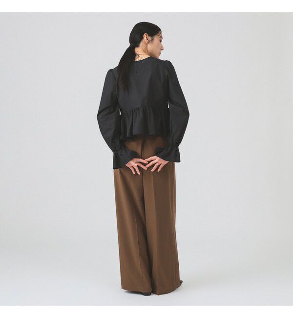 Ray BEAMS 「ギャザー ペプラム Vネック ブラウス　　26SS 日除け 裾フレア 冷房対策  春夏」|シャツ・ブラウス|