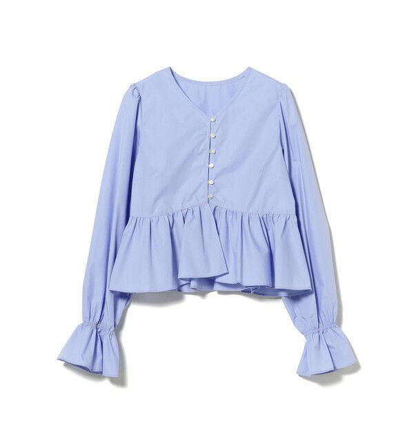 Ray BEAMS 「ギャザー ペプラム Vネック ブラウス　　26SS 日除け 裾フレア 冷房対策  春夏」|シャツ・ブラウス|