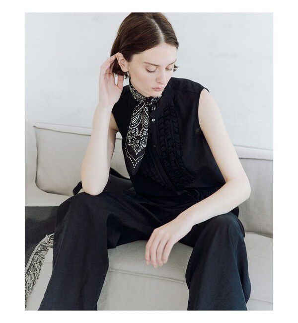 Demi-Luxe BEAMS 「レーヨンリネン フリルヨーク ブラウス」|シャツ・ブラウス|BLACK