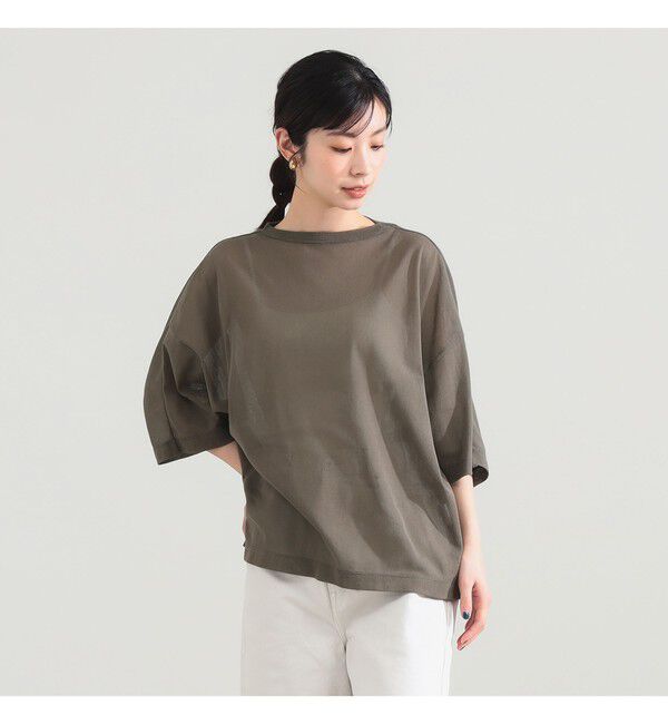 Demi-Luxe BEAMS 「コットン チュール オーバー Tシャツ」|Tシャツ・カットソー|OLIVE
