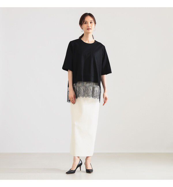 Demi-Luxe BEAMS 「レース 切り替え Tシャツ」|Tシャツ・カットソー|