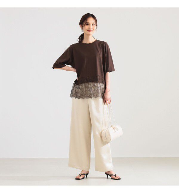 Demi-Luxe BEAMS 「レース 切り替え Tシャツ」|Tシャツ・カットソー|