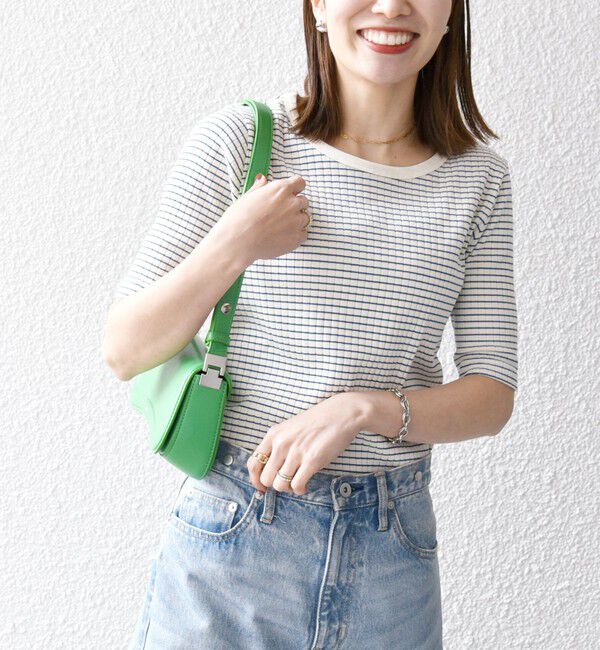 SHIPS any「《一部追加予約》【WEB限定】SHIPS any:〈洗濯機可能〉テレコ リブ ハーフスリーブ TEE」|Tシャツ・カットソー|