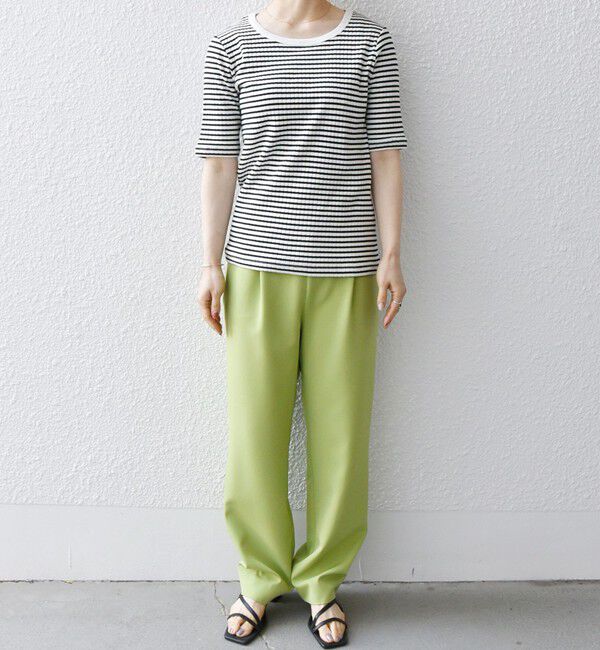 SHIPS any「《一部追加予約》【WEB限定】SHIPS any:〈洗濯機可能〉テレコ リブ ハーフスリーブ TEE」|Tシャツ・カットソー|