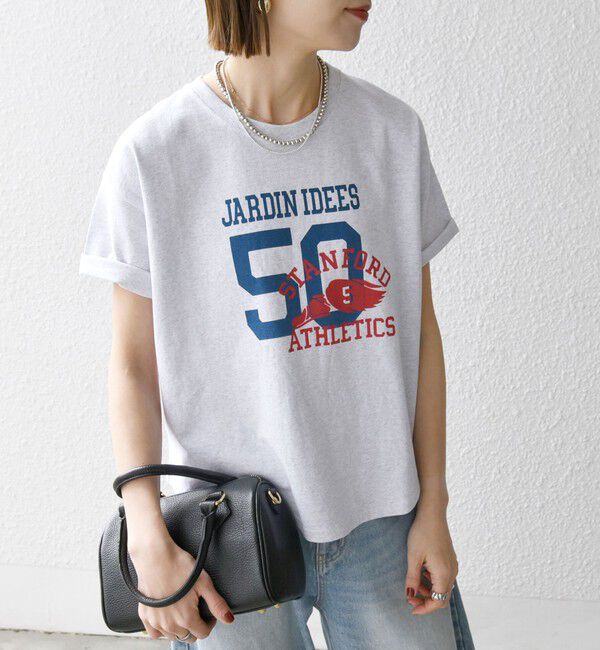 SHIPS any「【WEB限定/SHIPS any別注】THE KNiTS:〈洗濯機可能〉ラウンドヘム プリント ショート TEE」|Tシャツ・カットソー|