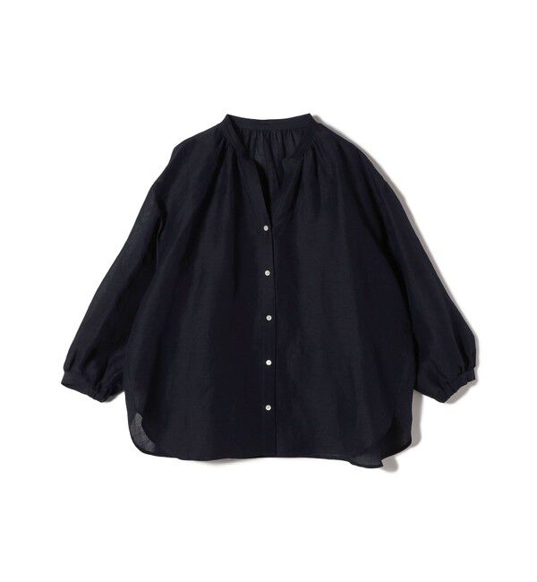 SHIPS for women「〈手洗い可能〉IMPERIAL LINEN 混 バンドカラー スキッパー シャツ」|シャツ・ブラウス|