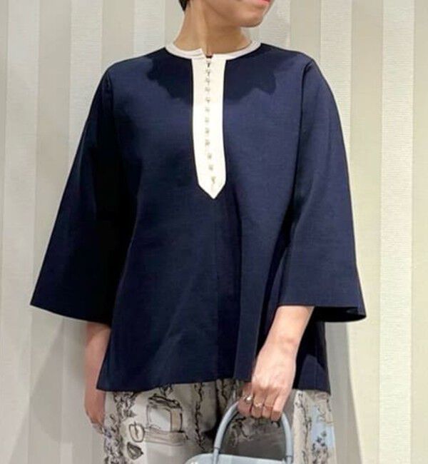 Ballsey「パールコンビ Aラインプルオーバー」|ニット・セーター|69 ネイビー