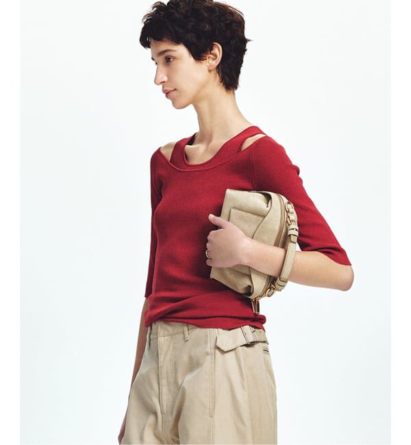 Plage「layered rib ニットT」|ニット・セーター|レッド