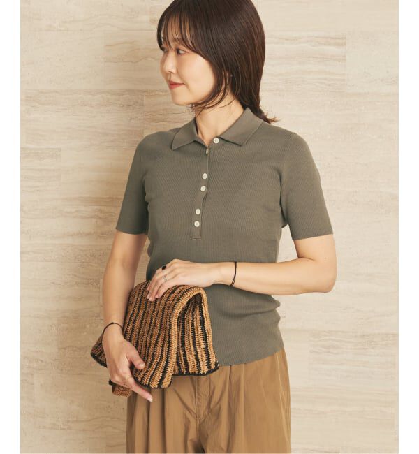 Plage「Collar Rib ニット」|ニット・セーター|カーキ