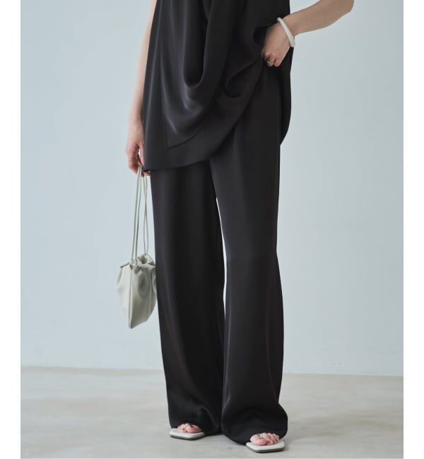 Plage「dull satin straight パンツ」|その他|ブラック