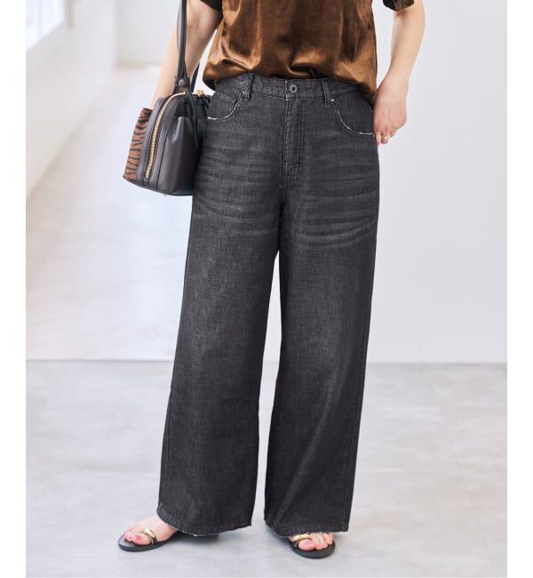 Spick and Span「5 1/2 DEEP RISELOOSE DENIM」|デニム|ブラック