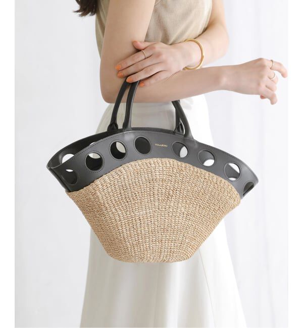  「VIOLAd'ORO/ ヴィオラドーロ サークルカットレザー*アバカBAG」|トートバッグ|