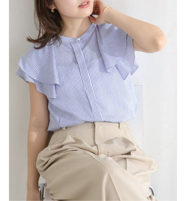 「【洗える】ラッフルスリーブシャツ」|シャツ・ブラウス|