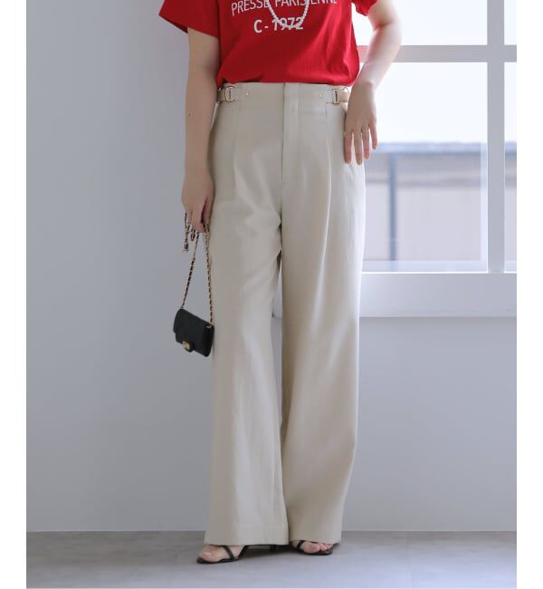  「【洗える】サイドバックルパンツ」|スラックス|