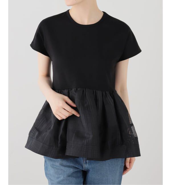  「【洗える】TORRAZZO DONNA/トラッゾドンナ シアーチェックコンビペプラムプルオーバー」|Tシャツ・カットソー|