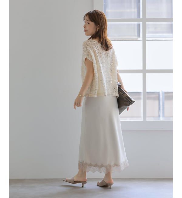  「《WEB限定》【洗える】透かし編みバックパールプルオーバー」|ニット・セーター|