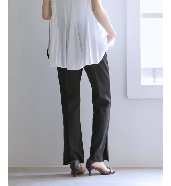  「【洗える】CHIGNON/シニヨン ソフトリブフレアパンツ」|スラックス|