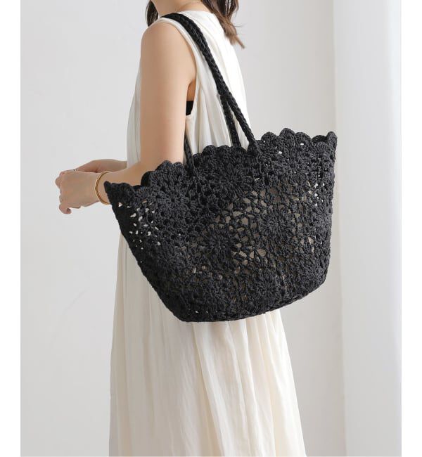  「HANDICRAFT SAIGON/ハンディクラフト サイゴン ジュートニットバッグ」|かごバッグ|ブラック