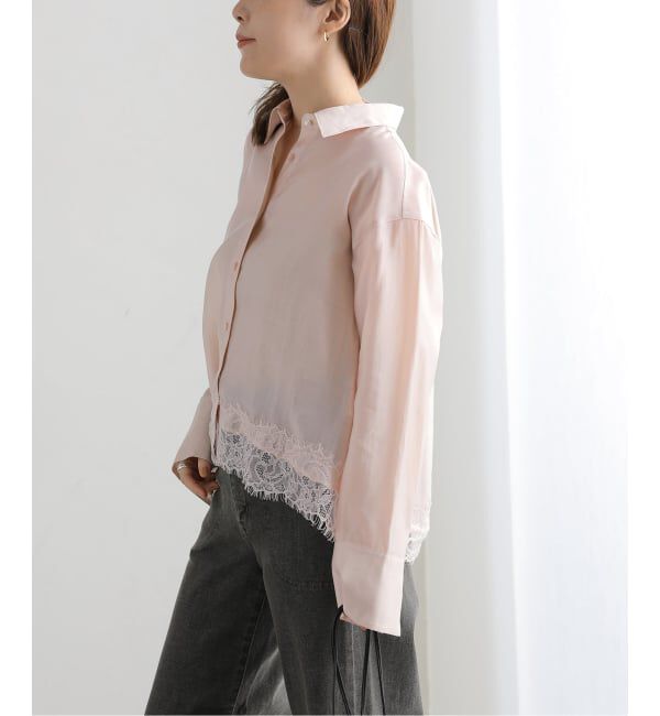  「【洗える】レーストリミングシャツ」|シャツ・ブラウス|