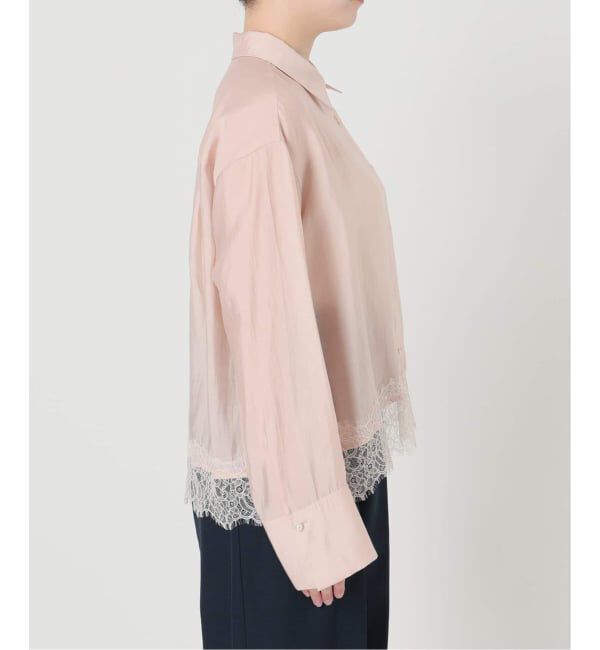  「【洗える】レーストリミングシャツ」|シャツ・ブラウス|