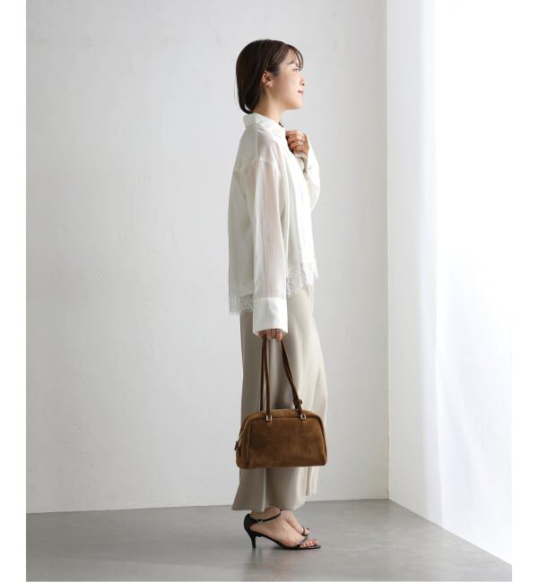  「【洗える】レーストリミングシャツ」|シャツ・ブラウス|