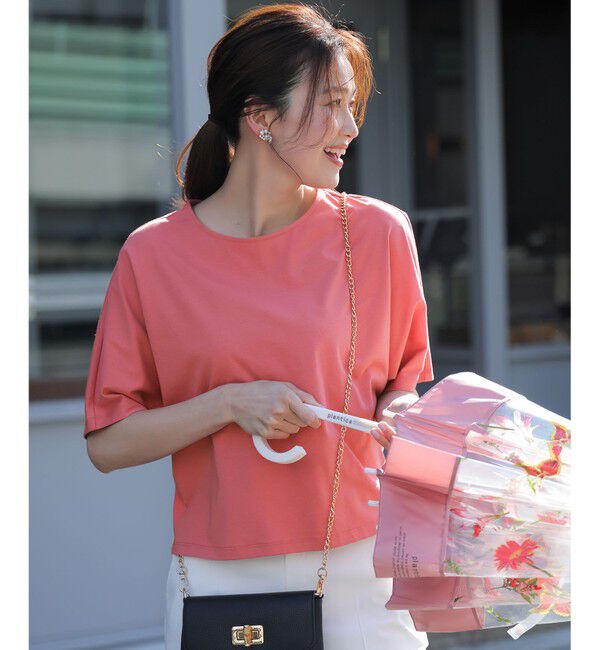 ANY SIS「ショート丈ドルマン５分袖 プルオーバー」|Tシャツ・カットソー|ピンク