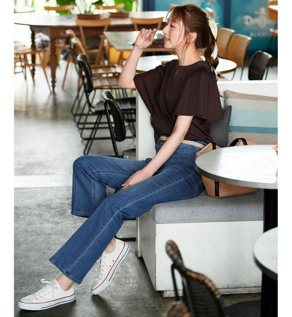 ANY SIS「【シルクタッチさら魅せTシャツ】袖フレア プルオーバー」|Tシャツ・カットソー|