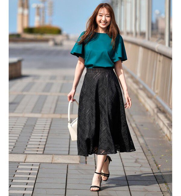 ANY SIS「【シルクタッチさら魅せTシャツ】袖フレア プルオーバー」|Tシャツ・カットソー|