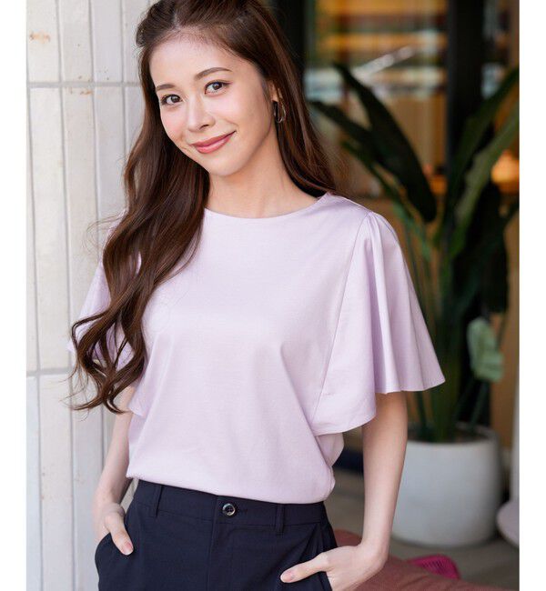 ANY SIS「【シルクタッチさら魅せTシャツ】袖フレア プルオーバー」|Tシャツ・カットソー|
