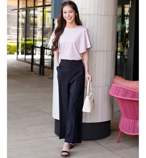 ANY SIS「【シルクタッチさら魅せTシャツ】袖フレア プルオーバー」|Tシャツ・カットソー|