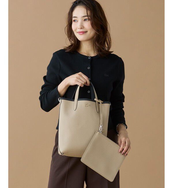 LACOSTE「ANNAリバーシブル縦型 2WAY トートバッグ / クラッチバッグ付き」|トートバッグ|