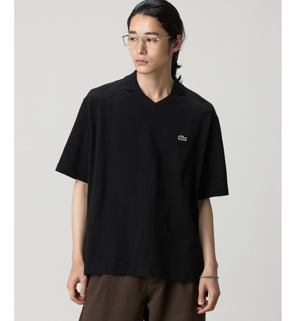 LACOSTE「L.12.12アレンジ スキッパーネックポロシャツ」|ポロシャツ|ブラック