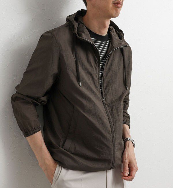 NOLLEY'S goodman「【HERNO】MICRO RIPSTOP NYLON HOODIE」|ブルゾン・スタジャン|ブラウン