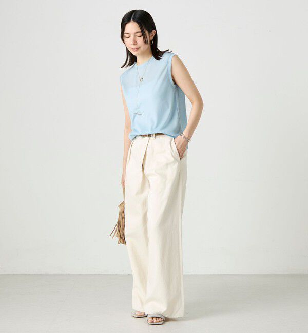 NOLLEY'S「ウォッシャブルシアードライコットンノースリーブプルオーバー」|Tシャツ・カットソー|