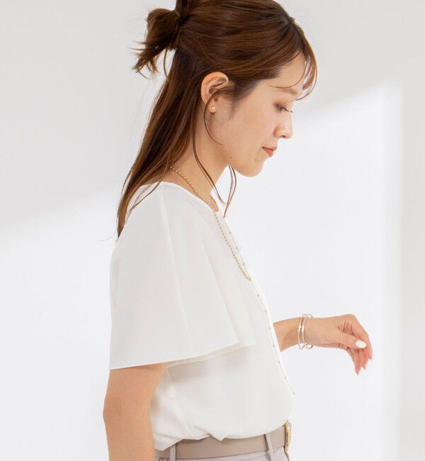NOLLEY'S「《接触冷感》ウォッシャブルシアー切替ツイルブラウス」|シャツ・ブラウス|