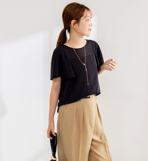 NOLLEY'S「《接触冷感》ウォッシャブルシアー切替ツイルブラウス」|シャツ・ブラウス|