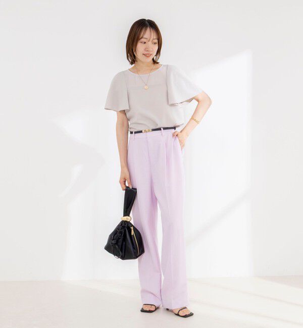 NOLLEY'S「《接触冷感》ウォッシャブルシアー切替ツイルブラウス」|シャツ・ブラウス|