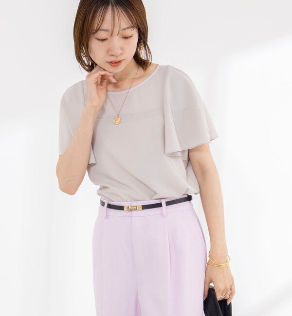 NOLLEY'S「《接触冷感》ウォッシャブルシアー切替ツイルブラウス」|シャツ・ブラウス|
