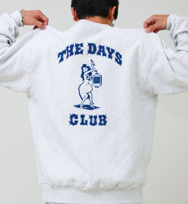 GLOSTER「【THE DAYS/ザ デイ】HIGE SWEAT 髭文字刺繍 クルーネックスウェット 裏起毛」|スウェット・ジャージ|ライトグレー