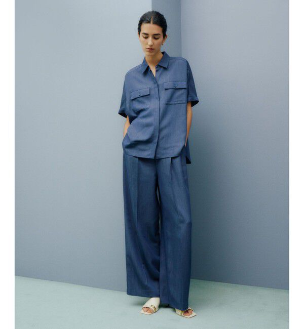 ROPE「【洗える・カセット服】バックサテン ドルマンブラウス/お仕事・通勤・セットアップ対応」|シャツ・ブラウス|
