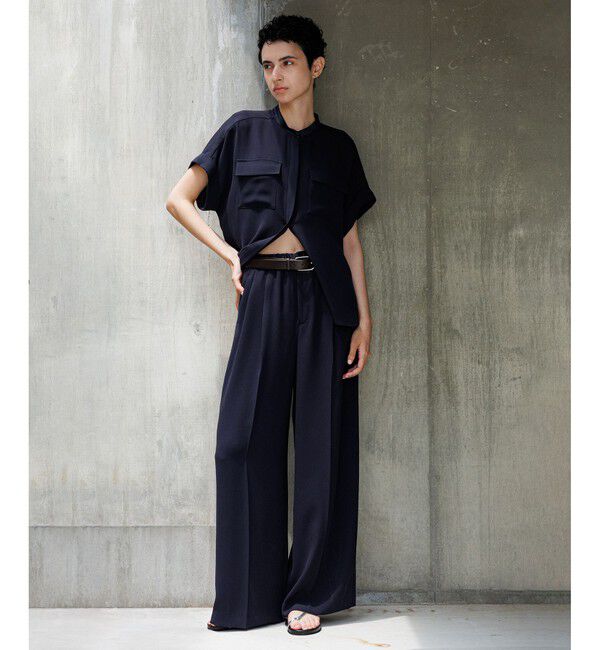 ROPE「【洗える・カセット服】バックサテン ドルマンブラウス/お仕事・通勤・セットアップ対応」|シャツ・ブラウス|