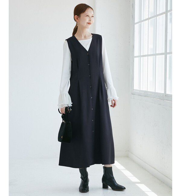Rope&rsquo;Picnic「ウエストタックジャンパースカート」|ワンピース|ネイビー(40)