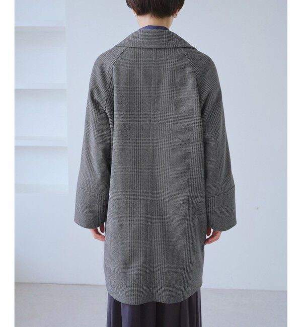 Rope&rsquo;Picnic「ジャージメルトン無地＆チェックオーバーPコート/一部WEB限定カラー・リンクコーデ」|ピーコート|