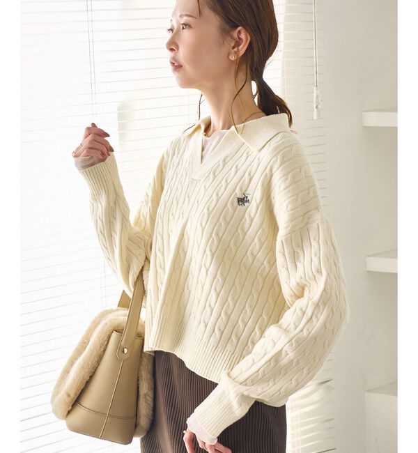 Rope&rsquo;Picnic「【BEVERLYHILLS POLO CLUB・新色追加】ケーブル編みクロップドスキッパーニット」|ニット・セーター|キナリ(16)