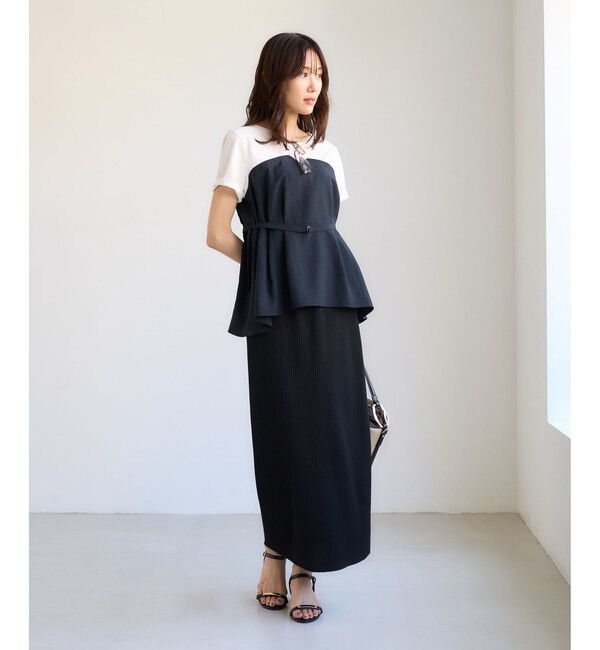 Rope&rsquo;Picnic「【ちゃんと+かわいい保証】エアリーリネンライク ドッキングカットトップス/UVケア」|Tシャツ・カットソー|