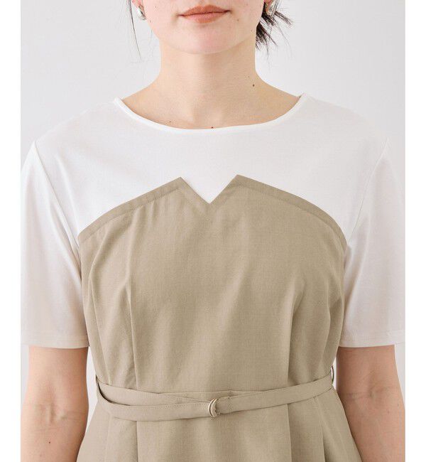 Rope&rsquo;Picnic「【ちゃんと+かわいい保証】エアリーリネンライク ドッキングカットトップス/UVケア」|Tシャツ・カットソー|