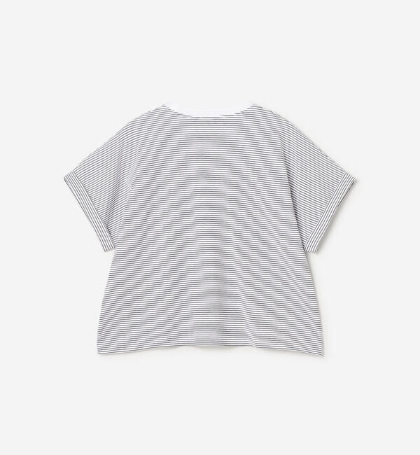 handvaerk「handvaerk | 60/2 クルーネック ワイドTシャツ STRIPE WOMEN」|Tシャツ・カットソー|