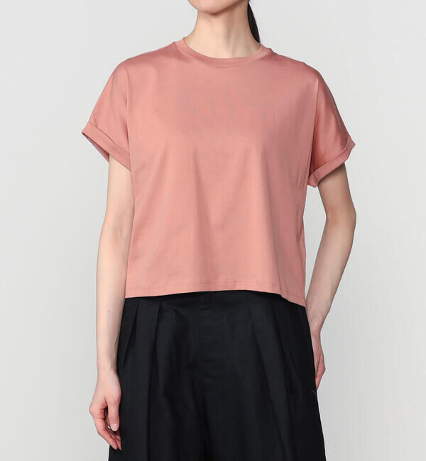 handvaerk「handvaerk | 60/2 クルーネック ワイドTシャツ WOMEN」|Tシャツ・カットソー|PINK系1