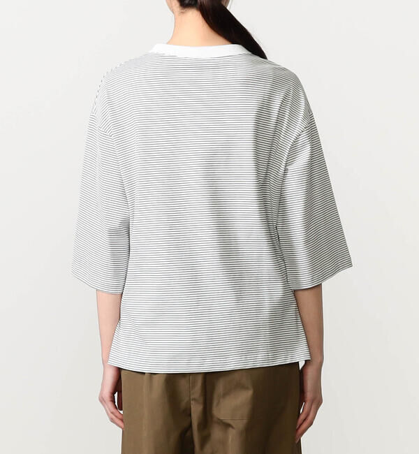 handvaerk「handvaerk | 60/2 ボトルネックTシャツ STRIPE WOMEN」|Tシャツ・カットソー|